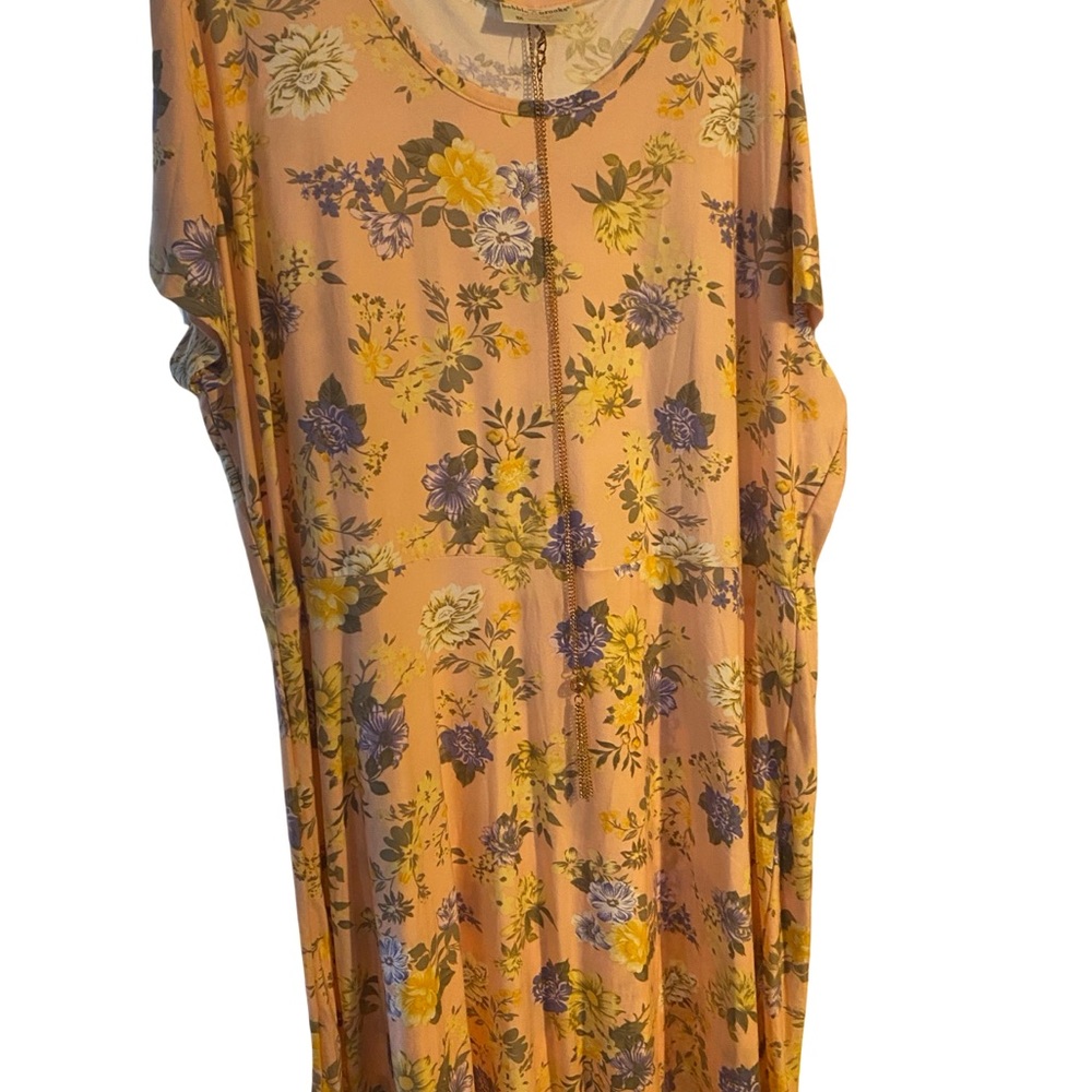 Floral Print Dress in Peach and Purple